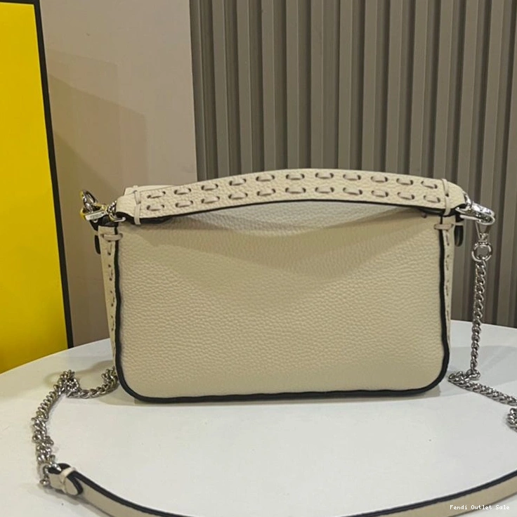 Cheap Mini In Baguette Selleria Leather Fendi Romano Cuoio Beige Bag 0815